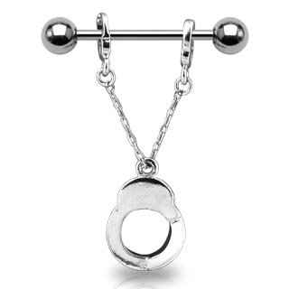 Nipple Shield  Bar Handcuff Dangle - 14G - 3/4