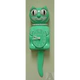 Turquoise Green Kit Kat Pendulum Cat Wall Clock