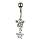 14 Gauge 7/16" Sm. Bangle Gem Flower Surgical Steel Belly Navel Area Barbell