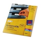 Avery 6467 Self-adhesive white removable laser id labels, 1/2 x 1-3/4, 2000/pk