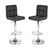 Modern Set of (2) Black Swivel Leather Bar Stool Pub Barstools