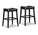 2 Two 29" Saddle Back Black Kitchen Dining Set Bar Stools