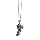 Sterling Silver Scroll Pattern Diamond Cut Boot Pendant Necklace