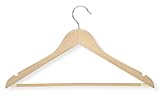 Honey-Can-Do HNG-01334 Wood Hangers with Non-Slip Grooved Bar, 24-Pack, Maple