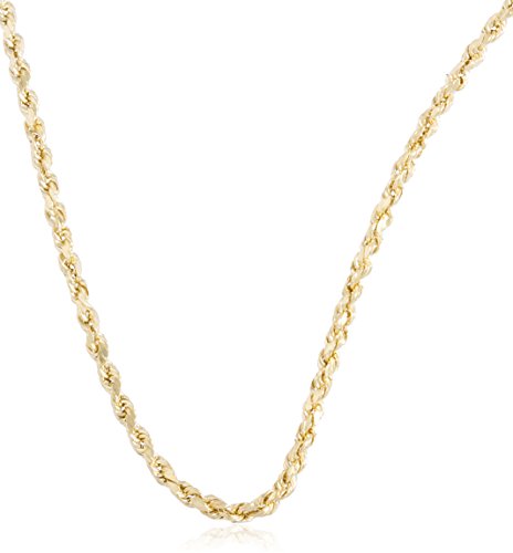 10k Yellow Gold 2mm D-Cut Rope Chain Necklace - 7" to 30" Available
