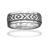 Sterling Silver Oxidized Spin Ring with Santa Fe Design