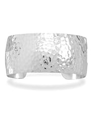 Wide Cuff Bracelet Hammered Sterling Silver 1-1/4 inch Width - Made in the USA