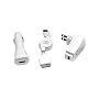 3 in 1 USB Charger Kit for iPod and iPhone: Travel Charger, Car Charger, and Retractable USB Charger and Data Cable