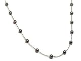 14K White Gold Necklace Enhanced with Cultured Freshwater Black Akoya Pearls