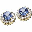 14kt Yellow Gold Stylish Blue Topaz Flower and Diamond Earrings