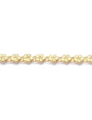 14K Gold Mini Plumeria Flowers Bracelet with "o" Links