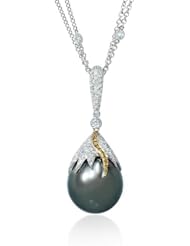 Diamond and Tahitian Pearl 18k White Gold Pendant