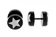Black Anodized Stainless Steel Fake Plugs - White Star - 16g, 10mm Sold as a pair