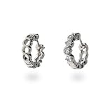 Eve's Addiction Sterling Silver Single Wave CZ Huggie Earrings