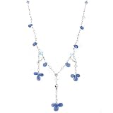 18k White Gold Sapphire, Aquamarine & Diamond Clover Necklace MADE IN AMERICA