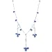 18k White Gold Sapphire, Aquamarine & Diamond Clover Necklace MADE IN AMERICA