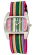 rectangular multi colored wrist watch matching pink green yellow blue strap