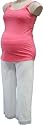 Maternity Plain Cami Pyjamas Pink & White