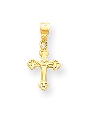 10k Yellow Gold Polished Crucifix Cross Charm - Religious Jewelry