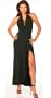 Sophisticated Long Evening Club Cocktail Halter Dress with Draped Hem from Hot Fash Dresses - EMPRESS Black