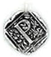Wax Insignia Brass Silver Plated Wax Seal Charm Pendant Initial "P"