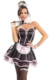 Womens Costume Naughty Sexy French Maid Corset Dress Polka Dot Slip Fantasy Lingerie Party Outfit