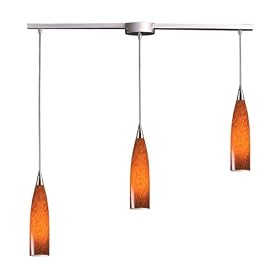 Lungo - 3 Light Kitchen Island Pendant Track Lighting Fixture - Brushed Nickel - Amber... by Elk
