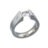 Geheimnis White Topaz and Diamond Titanium Tension Set Ring