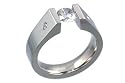 Geheimnis White Topaz and Diamond Titanium Tension Set Ring