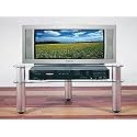 Glass and Aluminum TV Stand - holds up to 24" Plasma/LCD (Glass and Metal) (20"H x 24"W x 16.15"D)