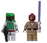 Boba Fett & Mace Windu (Loose) Lego Star Wars Figures with Lightsaber and Blaster