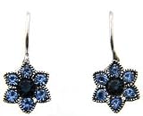 Sterling Silver Blue CZ Flower Earrings