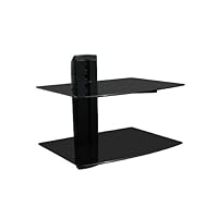 Mount-It! Wall Mounted AV Component Shelving System with 2 Adjustable Tempered Glass Shelves