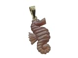 Pink Mother Of Pearl Small Sea Horse Pendant, 14k Gold