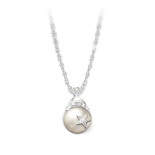 My Daughter, Shining Star: Diamond And Cultured Pearl Pendant Necklace by The Bradford Exchange