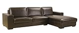 Contemporary Design Dark Brown Leather Sofa with Chaise