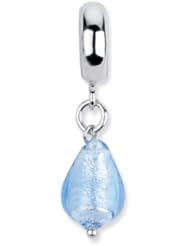 Sterling Silver Light Blue Italian Murano Dangle Charm