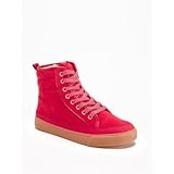 オールドネイビー OLD NAVY/ フェイクファーラインドハイトップ レッドボタン シューズ 22cm【並行輸入】