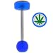 Blue Acrylic Hemp Leaf Logo Barbell Tongue Ring