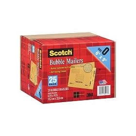 Scotch 3M Bubble Mailers Size 0 (6" x 9") - 25ct: Office Products