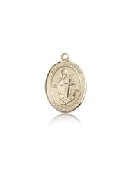 Free Engraving Included Medal-14k Gold St. Saint Clement Medal 3/4" 8340KT w/o Chain w/Box Patron Saint of Sailors/Sick Children