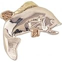 High-polish Sterling-silver Yellow-gold Black Hills Gold Fish Tie-tack/lapel Pin