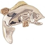 High-Polish Sterling-silver Yellow-gold Black Hills Gold Fish Tie-tack