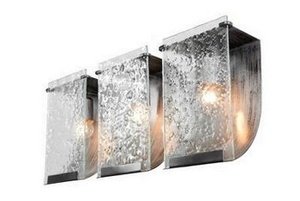 Varaluz 160B03RN Rain 3-Light Bath Light, Rainy Night Finish with Recycled Pressed Rain Glass Shades, 22-3/4-Inch by 10-Inch by 4-1/2-Inch