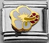 Clearly Charming White Hibiscus Italian Charm