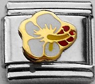 Clearly Charming White Hibiscus Italian Charm