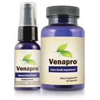 Venapro-Colon Health Supplement and Hemorrhoid Relief, 1 Combo Pack
