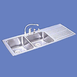 Elkay Gourmet Collection ILGR5422R4 54 Top Mount Double Bowl Stainless Steel Sink with 18-Gauge, 10 Large Bowl Depth, Self-Rim and Bowls Right Of Ribbed Work Area: 4 Holes