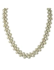 18" White freshwater cultured pearl and sterling silver bead necklace with (43) 8-8.5 mm freshwater cultured pearls and (42) 7-7.5 freshwater cultured pearls.