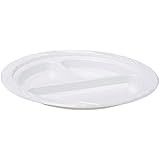 Genuine Joe GJO10425 Plastic Reusable/Disposable Divided Plate, 9" Diameter, White (Pack of 125)